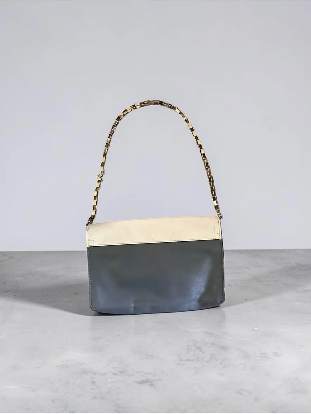 Kate Spade Two-Tone Leather Shoulder Bag in Cream and Gray